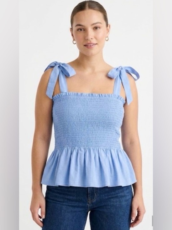 J. Crew Tops - J. Crew Light Blue Smocked Tie-Strap (size L)